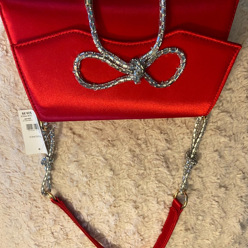 Cato Red Shoulder Bag with Silver Details